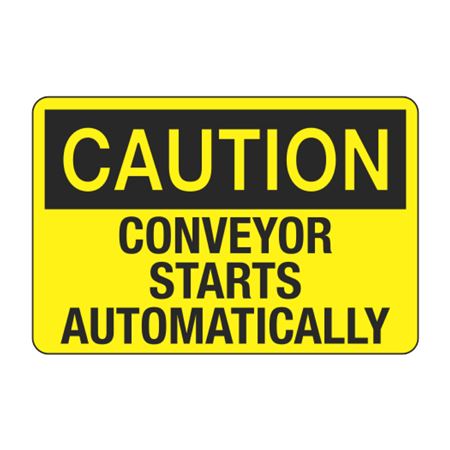 Caution Conveyor Starts Automatically Decal